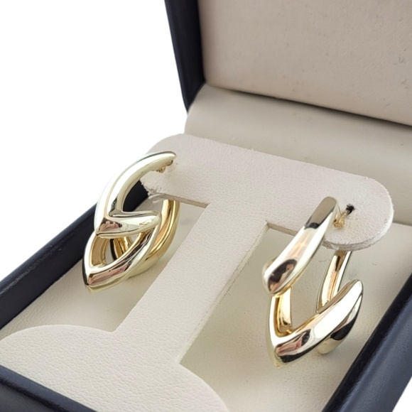 14K Two-Tone Yellow Gold Geometric Earrings #16059 - Picture 5 of 7